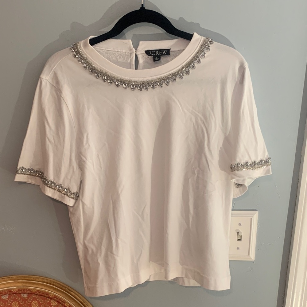 J. Crew White Blouse with Silver Accents